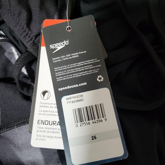 Speedo Endurance+ Racing Cut Swimsuit Size 26(XS) Black/White/Grey - Picture 6 of 7